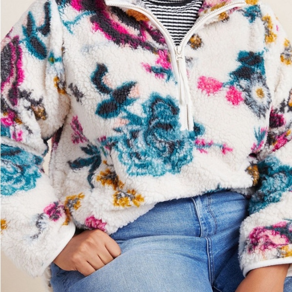 Anthropologie Rosemary Hooded Sherpa Pullover